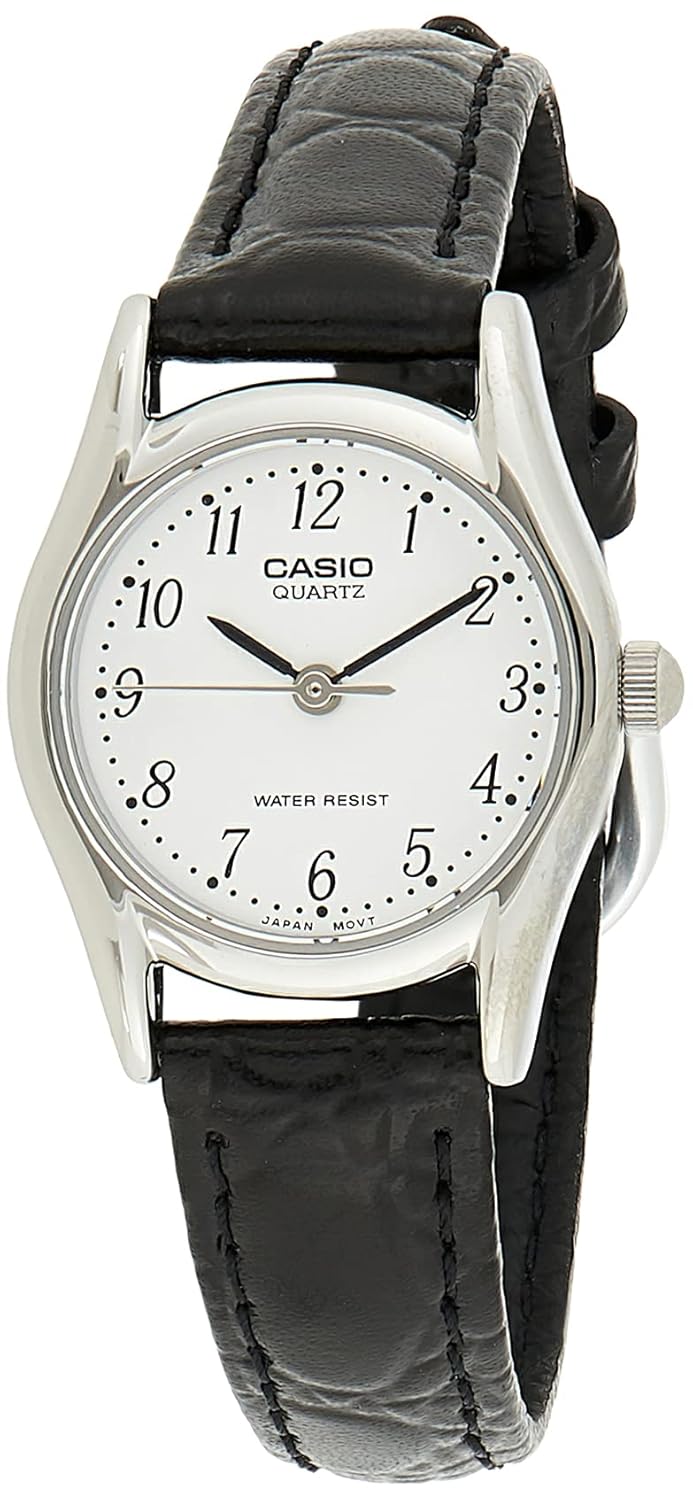 Casio Women's Dress Analog Watch LTP1094E7B White Dial Black Band