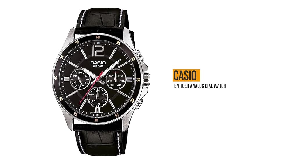 Casio Enticer Chronograph Black Dial Men's Watch MTP-1374L-1AVDF - Image 3