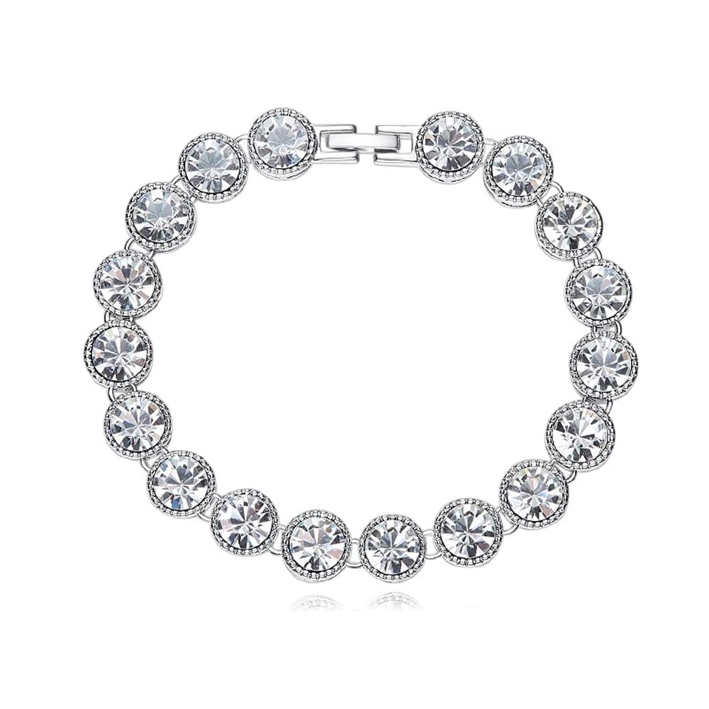 Shining Diva Platinum Plated Crystal Bracelet for Women