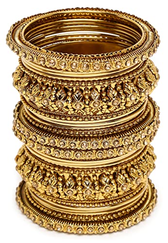 Shining Diva Antique Gold Plated Set of 26 Bangles for Women - Image 2