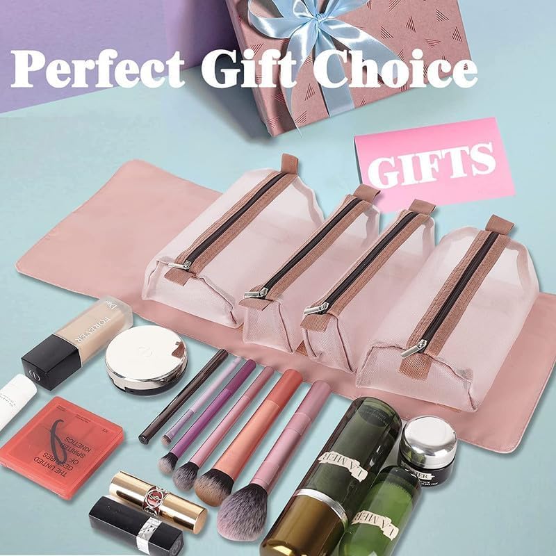 UrbanThreads Roll-Up Makeup Bag with 4 Removable Pouches - Image 4