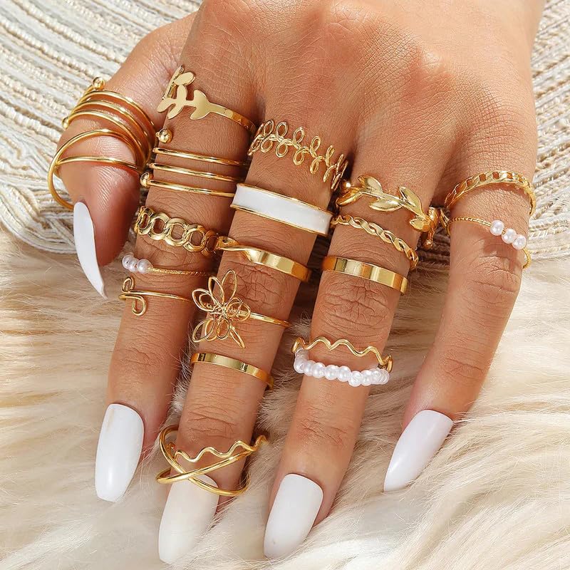 Shining Diva Set of 21 Gold Plated Rings for Women and Girls - Image 4