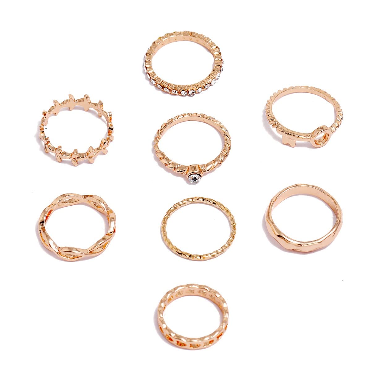 Shining Diva Knuckle Rings Set for Women Gold Silver