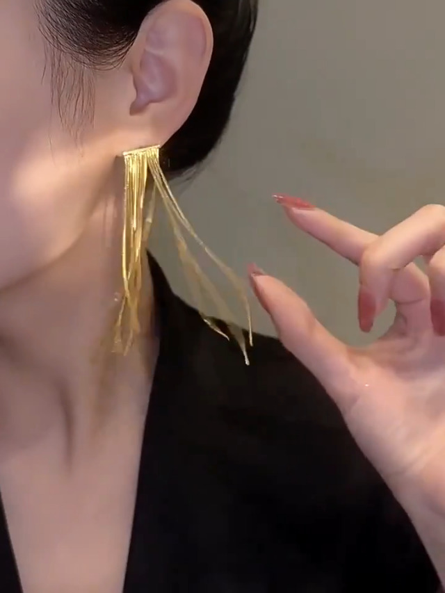 Shining Diva Tassel Earrings for Women and Girls - Gold - Image 3