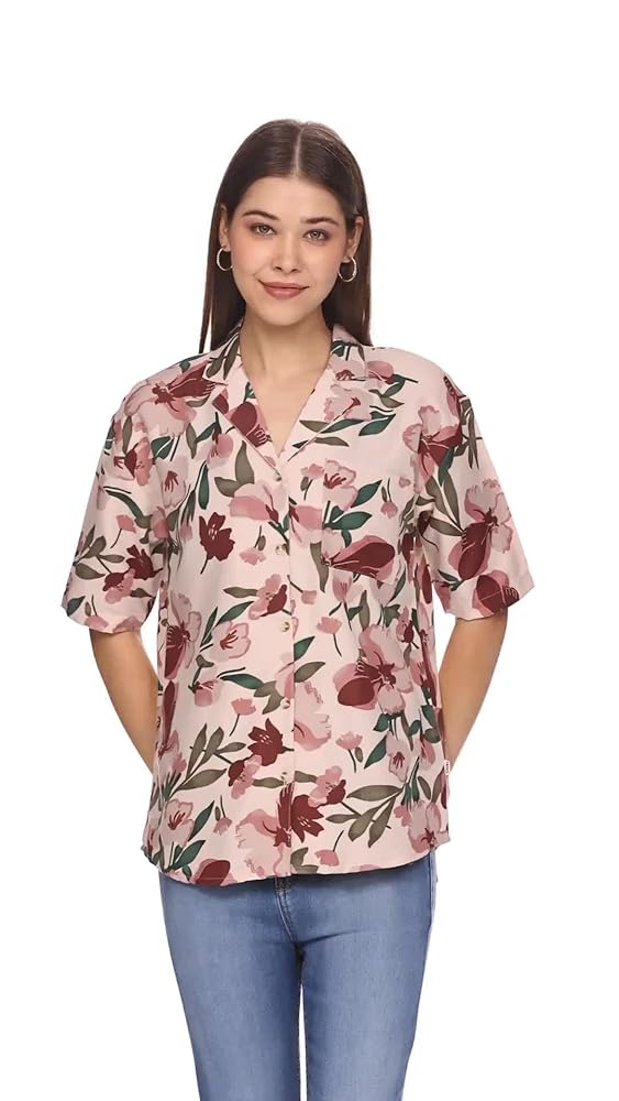 Leriya Fashion Women Crepe Oversized Shirt Korean Casual Short Sleeve Loose Fit Top | Summer Wear - Authentic Leriya Clothing | UrbanThreads - Image 3