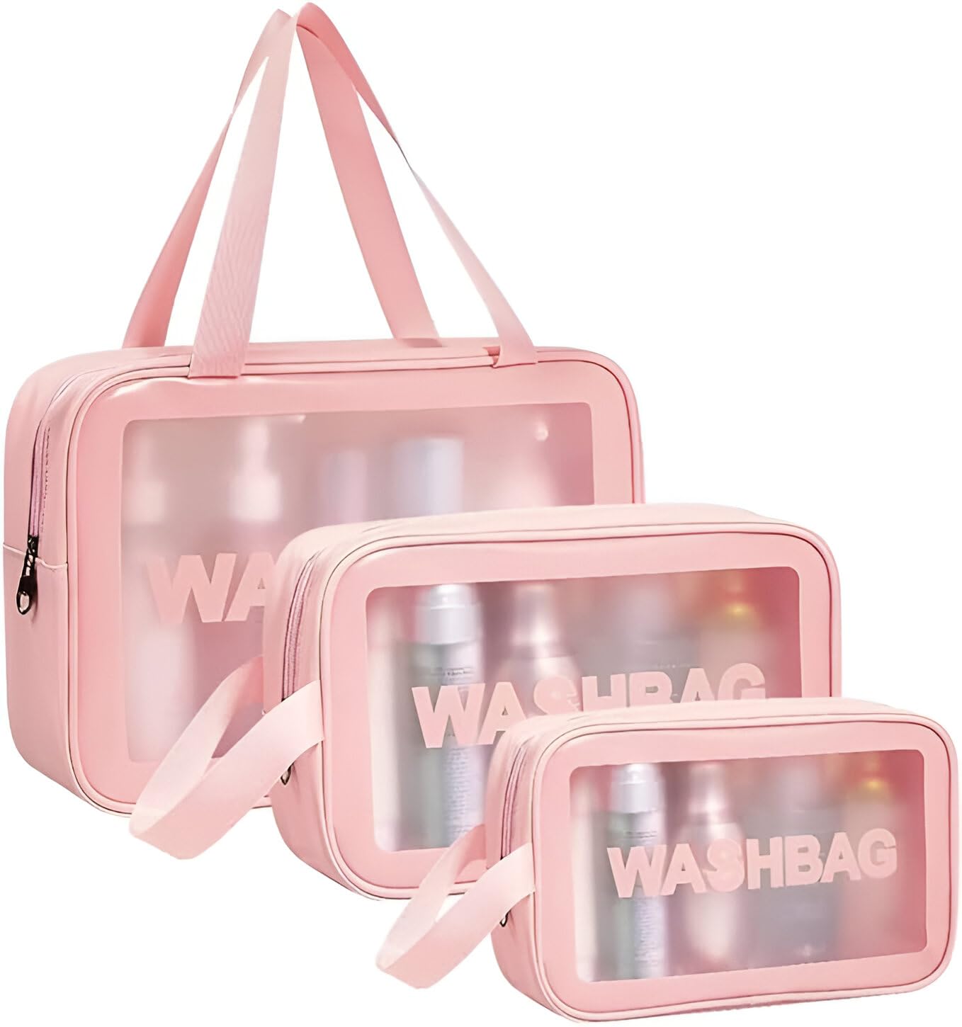 UrbanThreads 3-Piece Transparent Makeup Organizer Pouch Set