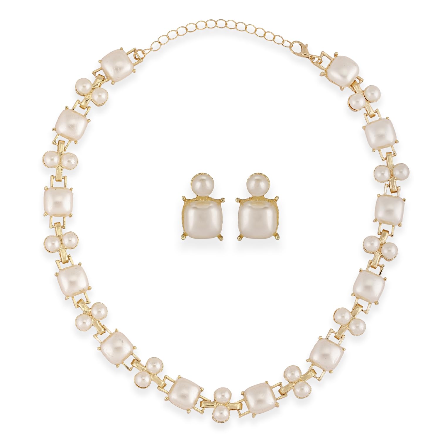 Shining Diva Fancy Pearl Necklace Jewellery Set for Women
