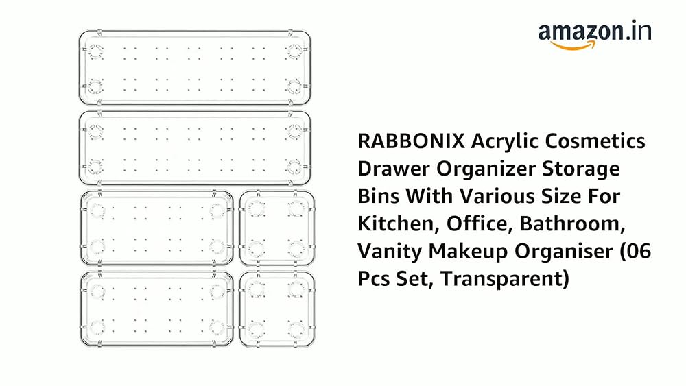 RABBONIX Acrylic Cosmetics Drawer Organizer Storage Bins - Image 3