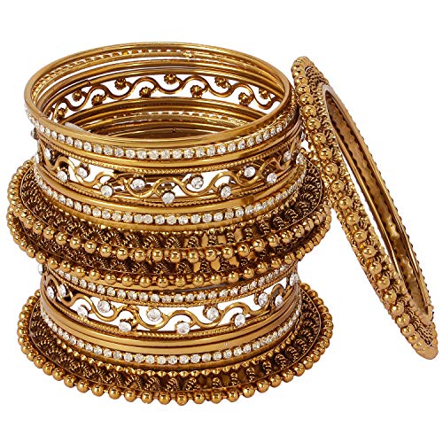Shining Diva Antique Gold and Silver Plated Bangles for Women - Image 2