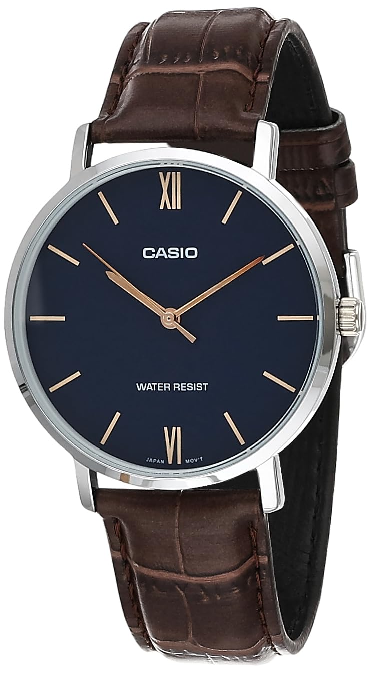 Casio Minimalist Blue Dial Leather Watch