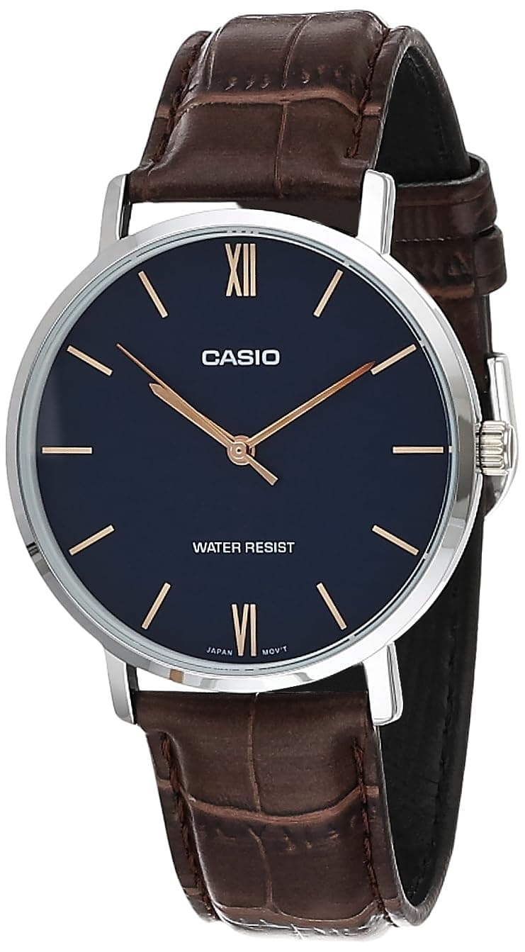 Casio Minimalist Blue Dial Leather Watch