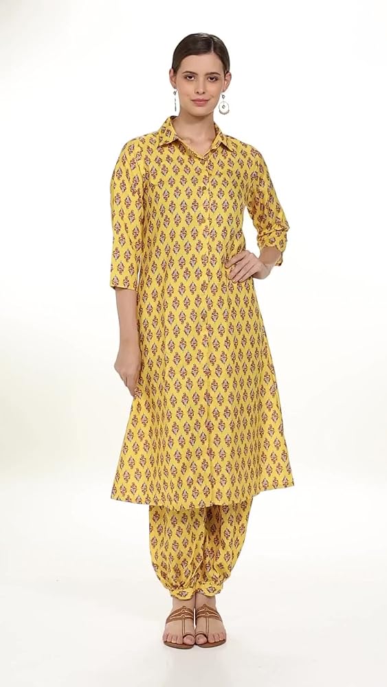 Leriya Fashion Women’s Kurta Pant Set – Cotton Anarkali Kurta with Printed Pants | Stylish Ethnic We - Authentic Leriya Clothing | UrbanThreads - Image 3