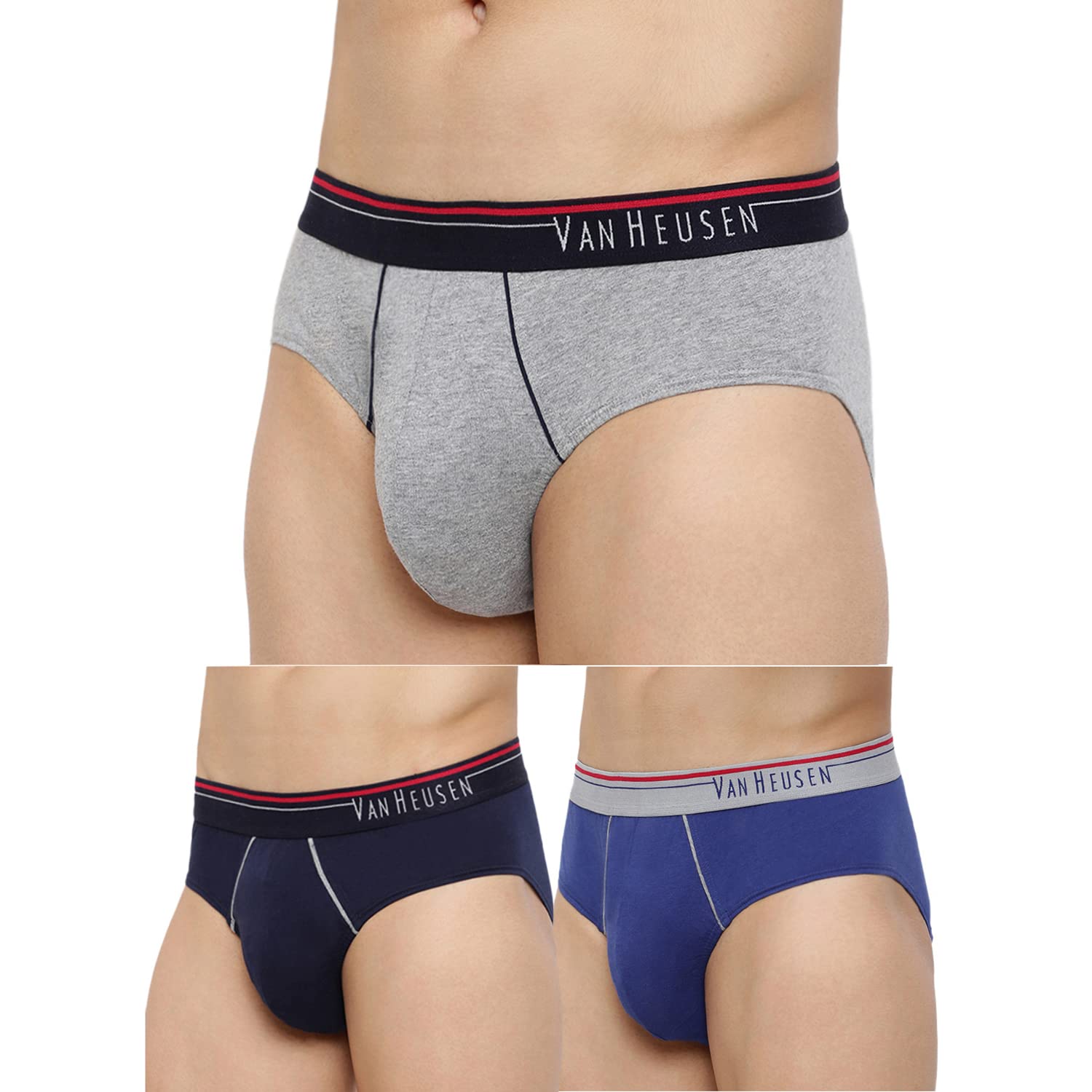 Van Heusen Men's Cotton Solid Anti Bacterial Brief Pack of 3
