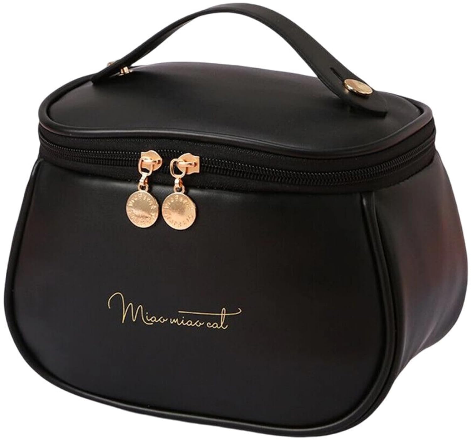 ARLICORPING Large Capacity Cosmetic Bag Black Leather Women