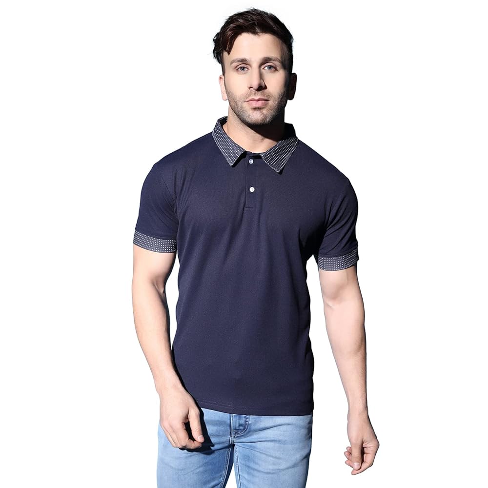 Leriya Fashion Tshirt for Men | Cotton Polyester | Dot Print Polo Neck | Regular Fit Solid T-Shirt f - Authentic Leriya Clothing | UrbanThreads - Image 2
