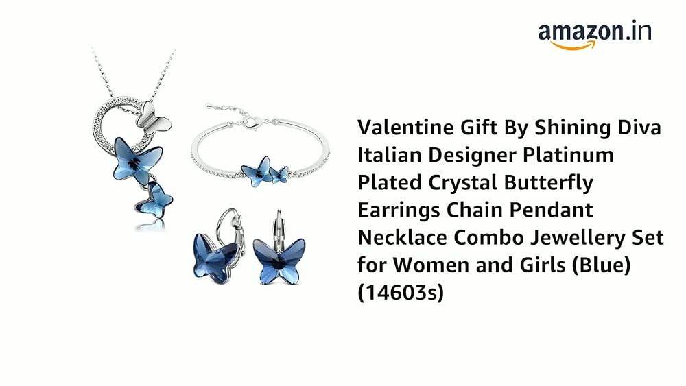 Shining Diva Platinum Plated Crystal Butterfly Earrings - Image 3