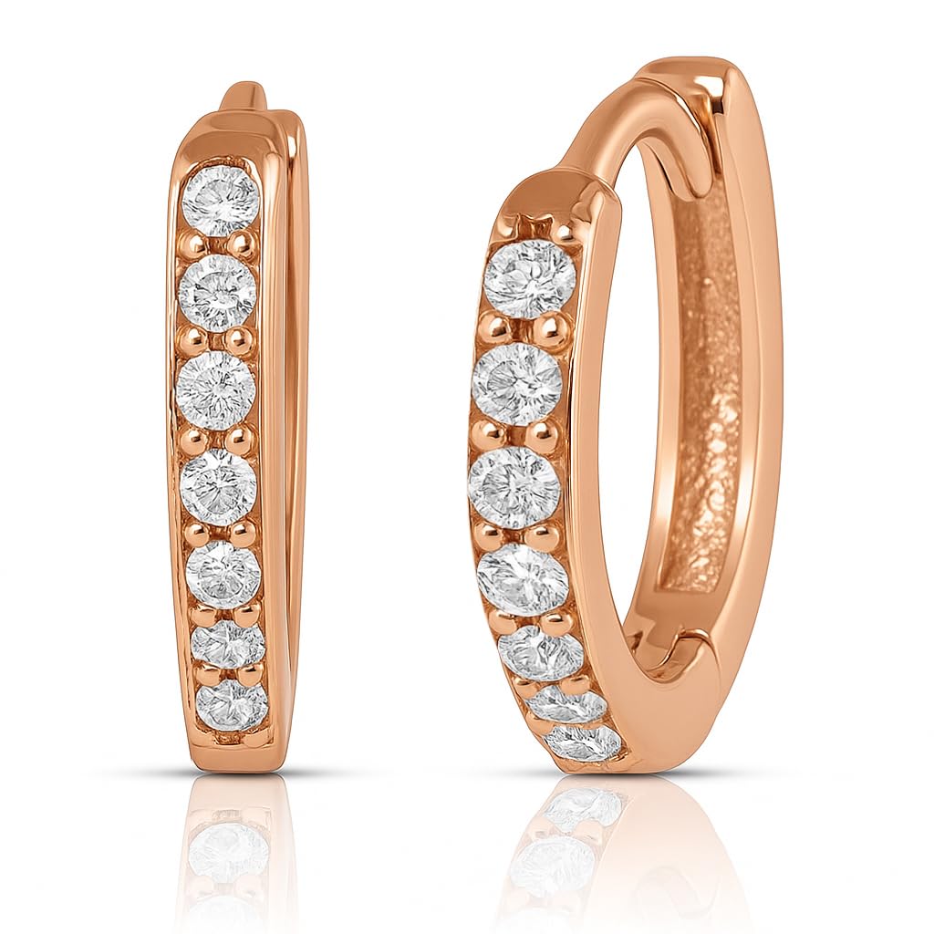 ZAVYA 925 Sterling Silver Cubic Zirconia Circular Rose Gold Plating Hoop Earrings | Gift for Women a - Authentic ZAVYA Accessories | UrbanThreads
