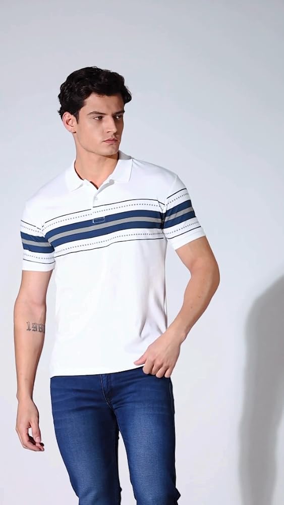 ADRO Regular Fit Polo T-Shirt Men Cotton Printed - Image 4