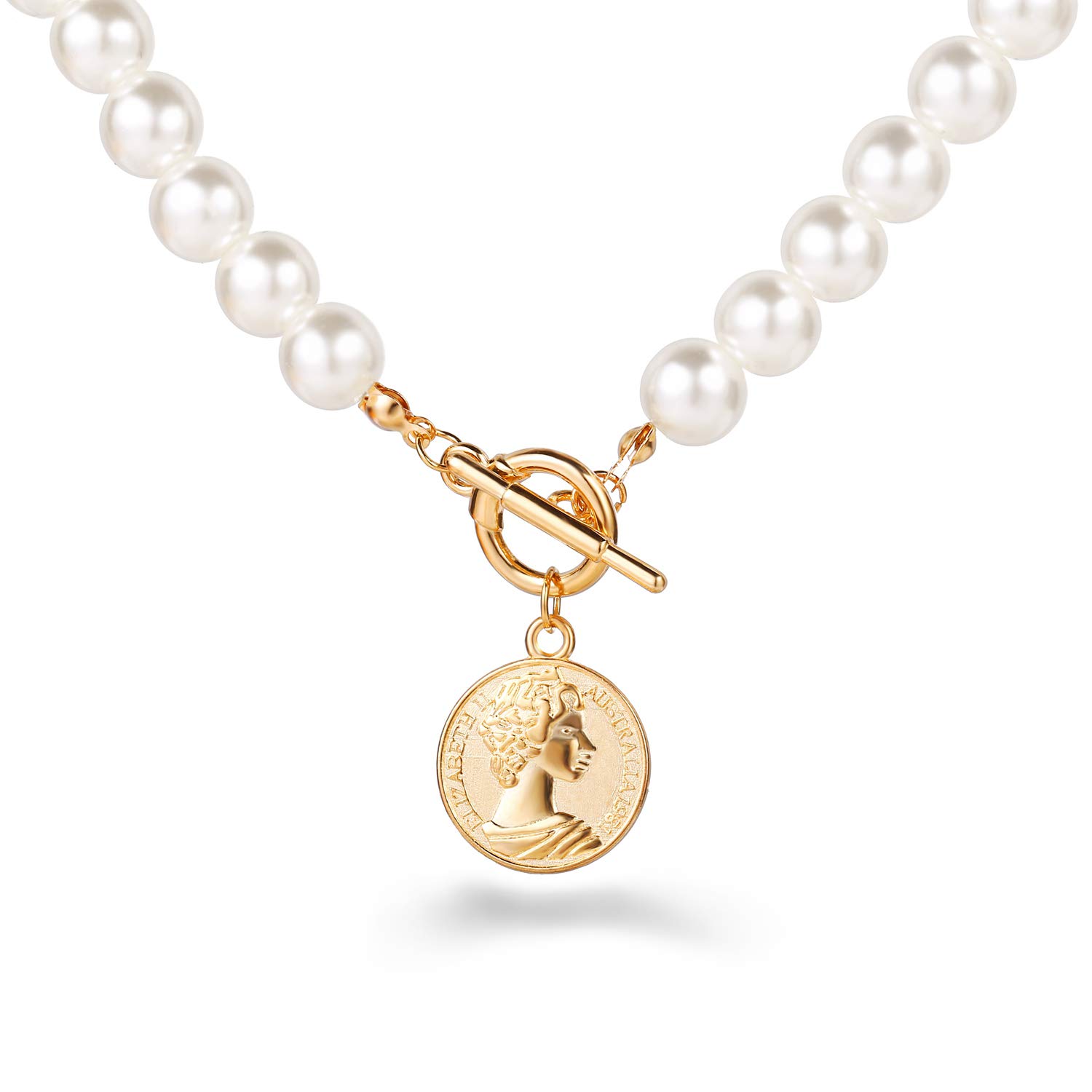 UrbanThreads Golden Pearl Pendant Necklace Women's Jewelry