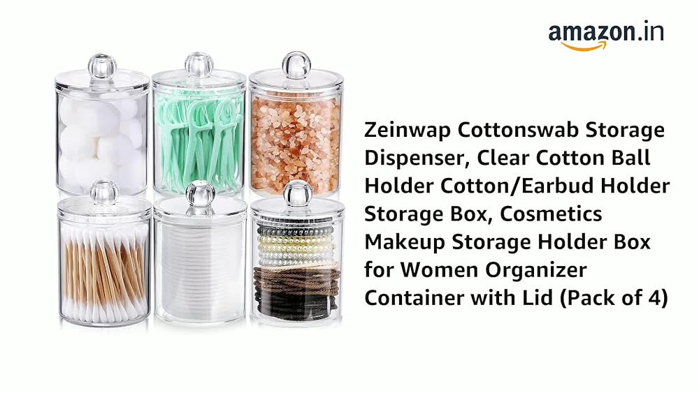 Zeinwap Cotton Swab Storage Dispenser Clear Holder - Image 3