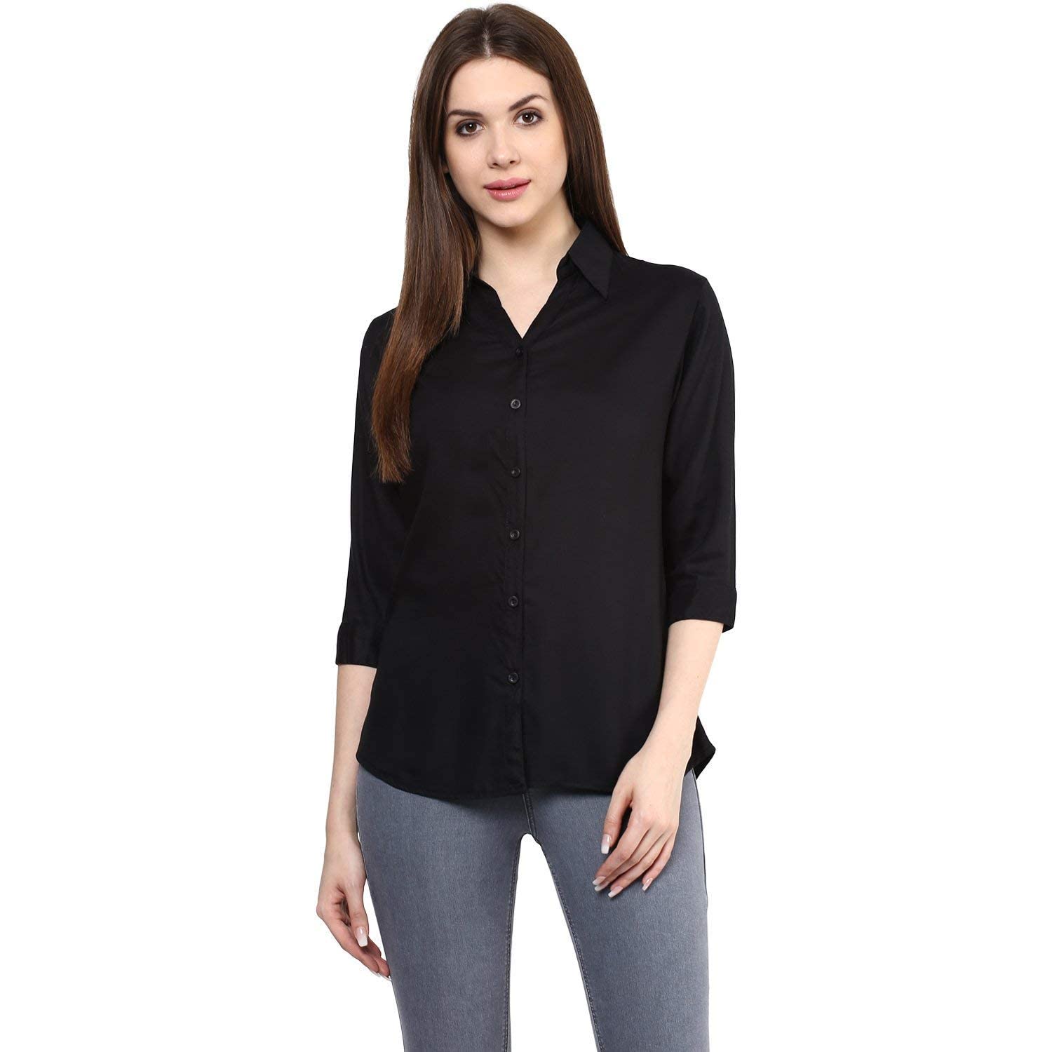 Leriya Fashion Women Crepe Solid Regular Fit Long Tops Oversized Shirt - Authentic Leriya Clothing | UrbanThreads