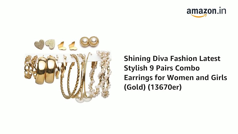 Urban Threads Gold Earring Set 9 Pairs for Women - Image 3