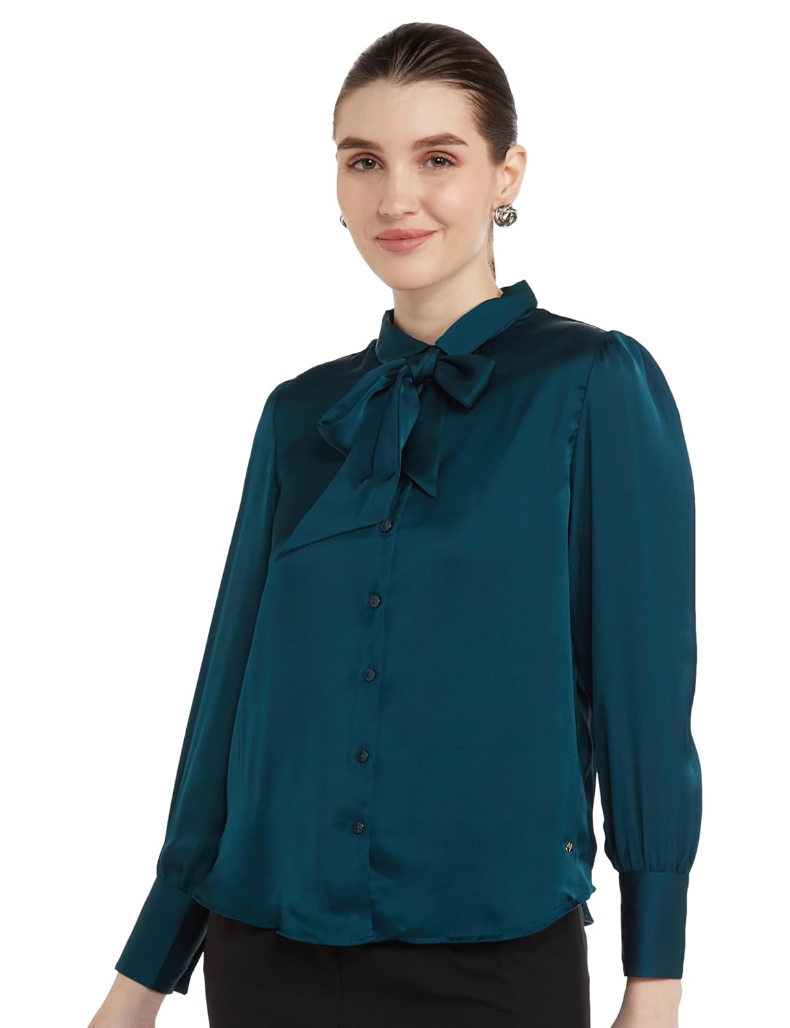 Allen Solly Women Polyester Regular Fit Tie-Up Full Sleeve Shirt