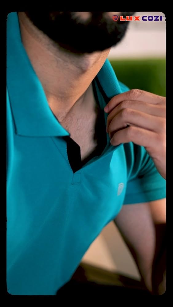 Lux Cozi Men's Cotton Regular Fit Polo T-Shirt - Image 3