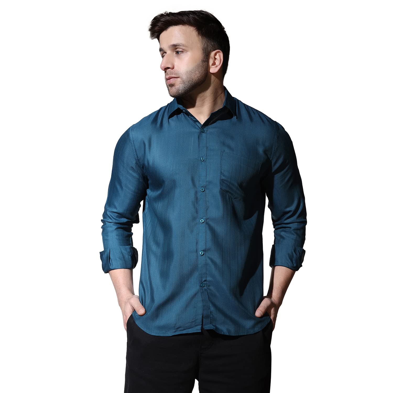 Leriya Fashion Shirts for Men | Cotton Blend Regular Fit Solid | Spread Coller Full Sleeve | Men Shi - Authentic Leriya Clothing | UrbanThreads