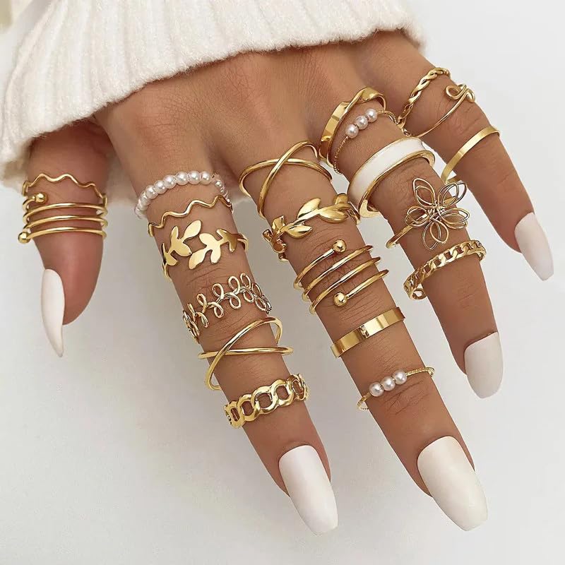 Shining Diva Set of 21 Gold Plated Rings for Women and Girls - Image 5
