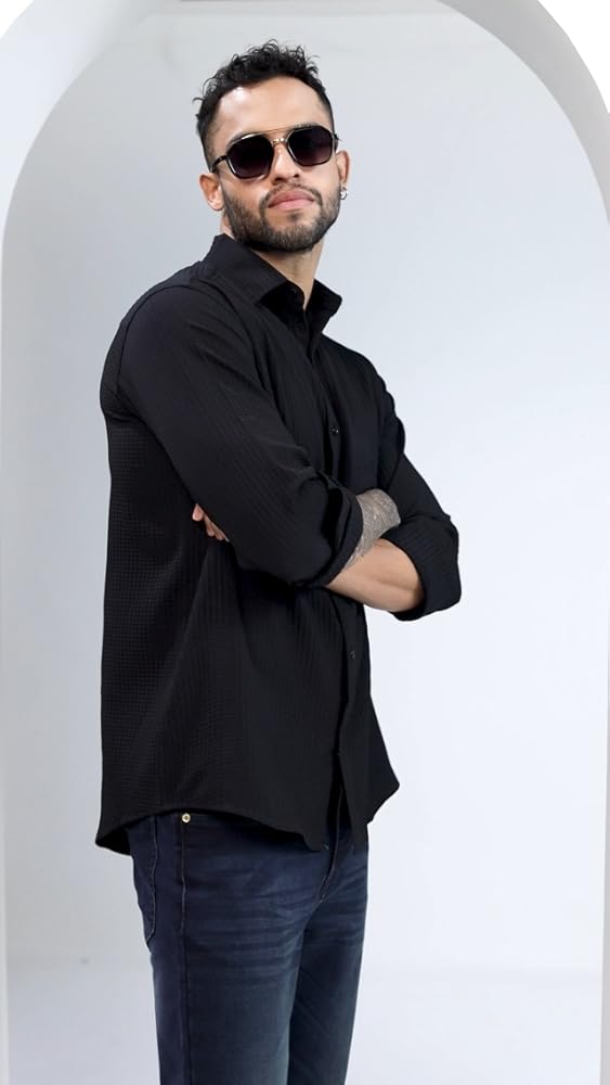 Leriya Fashion Men's Formal Button Down Shirt – Slim Fit Shirt's for Men | Textured Long Sleeve Poly - Authentic Leriya Clothing | UrbanThreads - Image 4