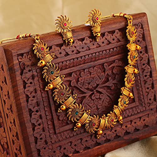 Shining Diva 18k Gold Plated Choker Necklace Set - Image 4