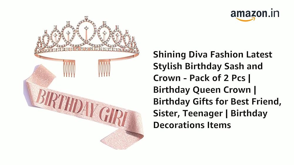 Shining Diva Birthday Sash and Crown Pack of 2 - Image 3