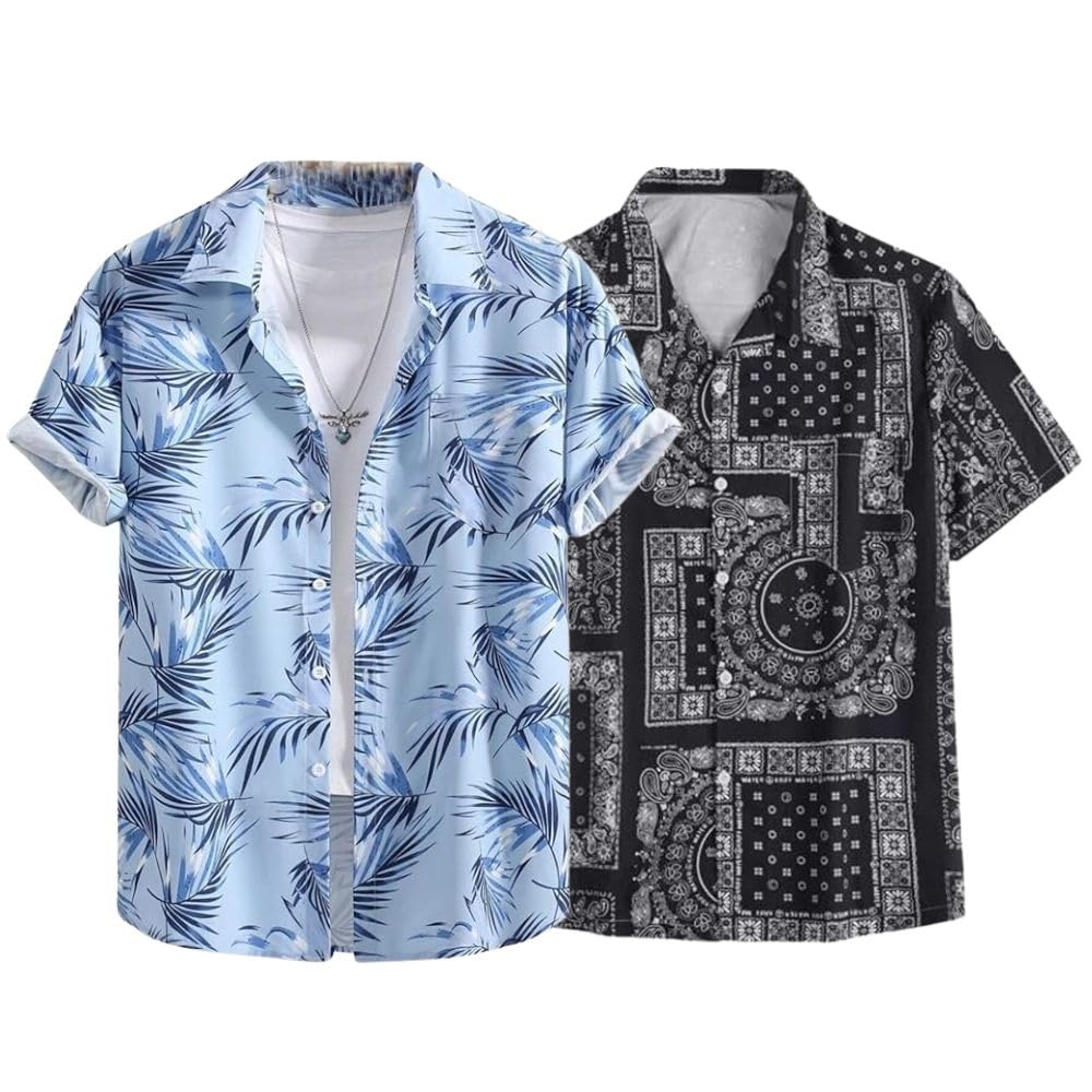 LERIYA FASHION Men's Rayon Shirt - Summer Button Down Shirts | Half Sleeve Printed |Formal |Casual S - Authentic LERIYA Clothing | UrbanThreads