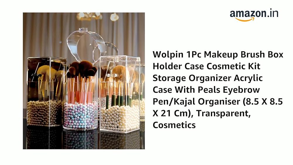 wolpin Makeup Brush Box Holder Acrylic Organizer - Image 3