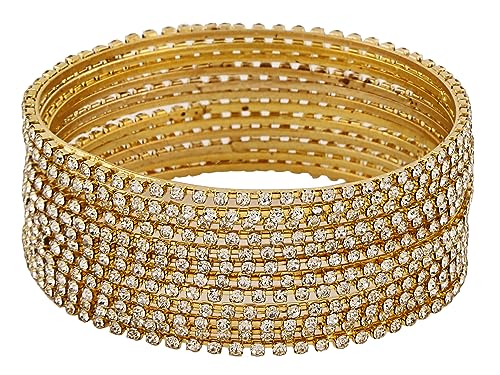 Shining Diva Set of 12 Gold Plated Stone Bangles for Women - Image 4