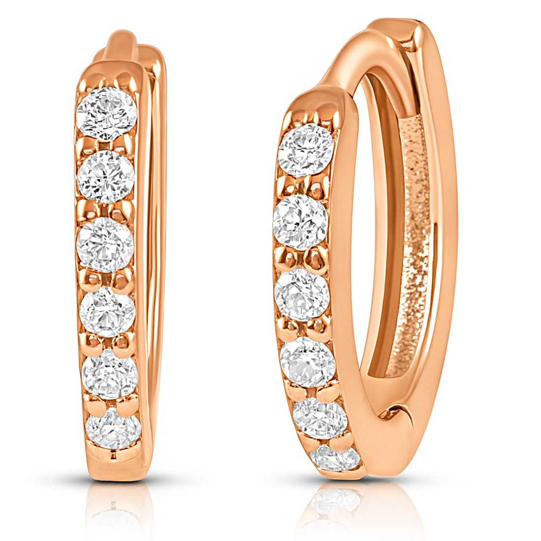 ZAVYA 925 Sterling Silver Cubic Zirconia Circular Rose Gold Plating Hoop Earrings | Gift for Women a - Authentic ZAVYA Accessories | UrbanThreads