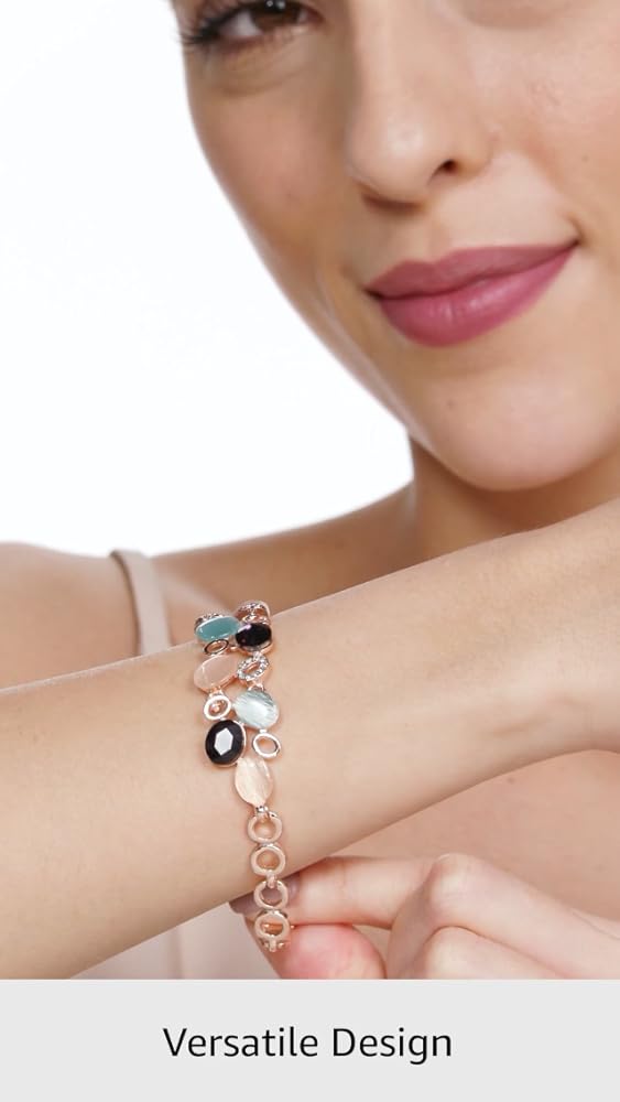 Shining Diva Rose Gold Austrian Crystal Bracelet for Women - Image 4