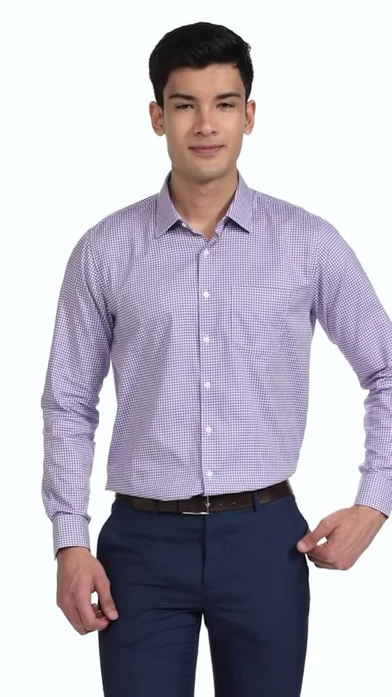 Van Heusen Men Checkered Formal Shirt Full Sleeves Slim Fit - Image 3