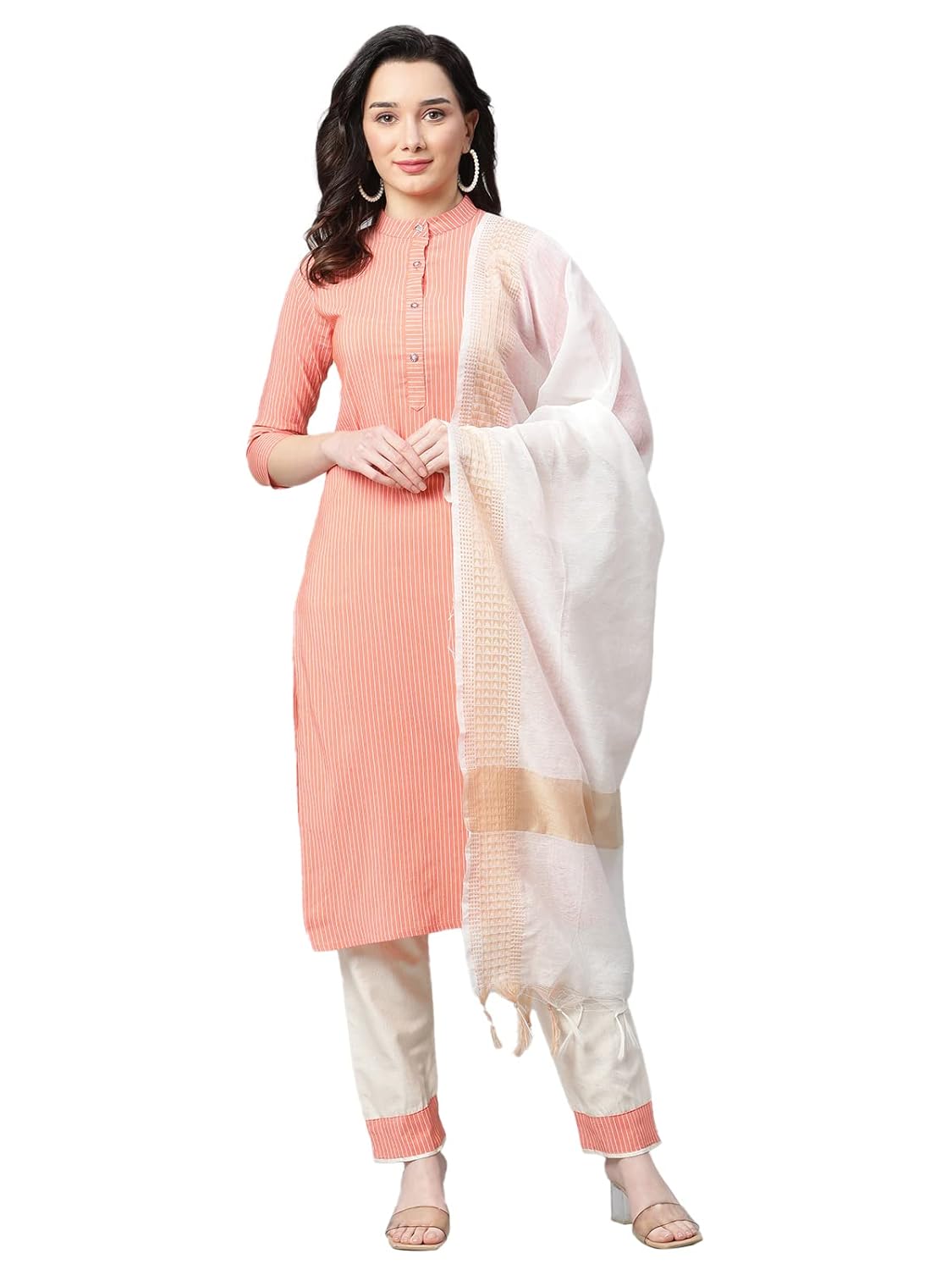 Leriya Fashion Women's Printed Straight Cotton Stitched Kurta Pant with Dupatta - Authentic Leriya Clothing | UrbanThreads