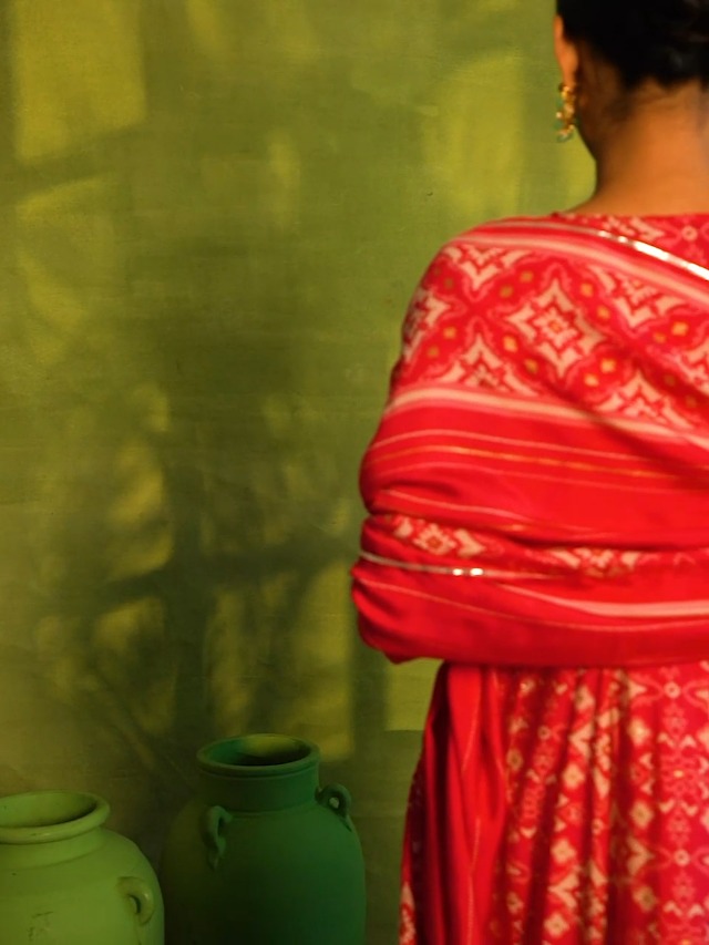 Pink Printed Silk Anarkali Suit Set | Libas - Urban Threads - Image 3