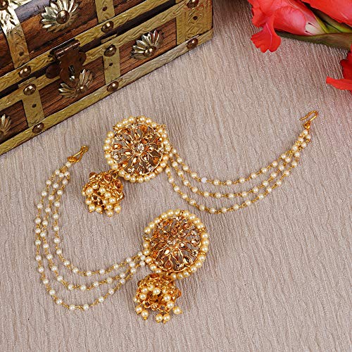 Shining Diva Gold Plated Pearl Earrings for Women & Girls - Image 4