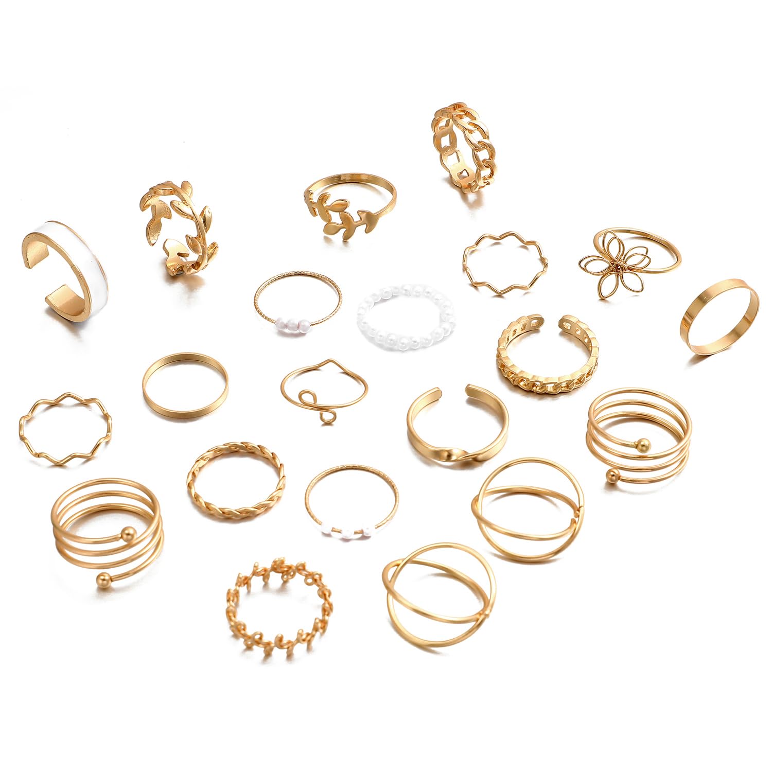 Shining Diva Set of 21 Gold Plated Rings for Women and Girls