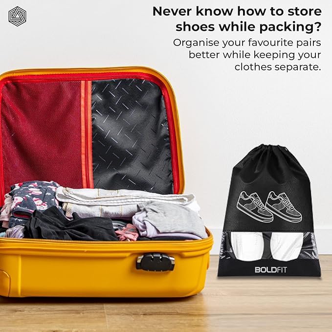 Boldfit Shoe Bag for Travel Bag for Man & Women Shoe Cover for Storage at Home Gym Reusable Travelli - Authentic Boldfit Bags | UrbanThreads - Image 5