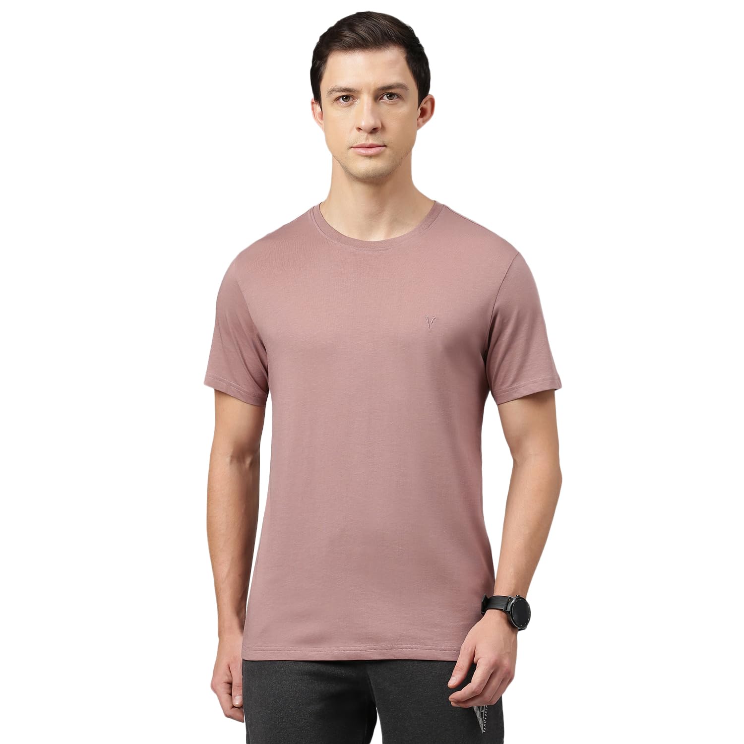 Van Heusen Men's Cotton Regular Fit Solid T-Shirt