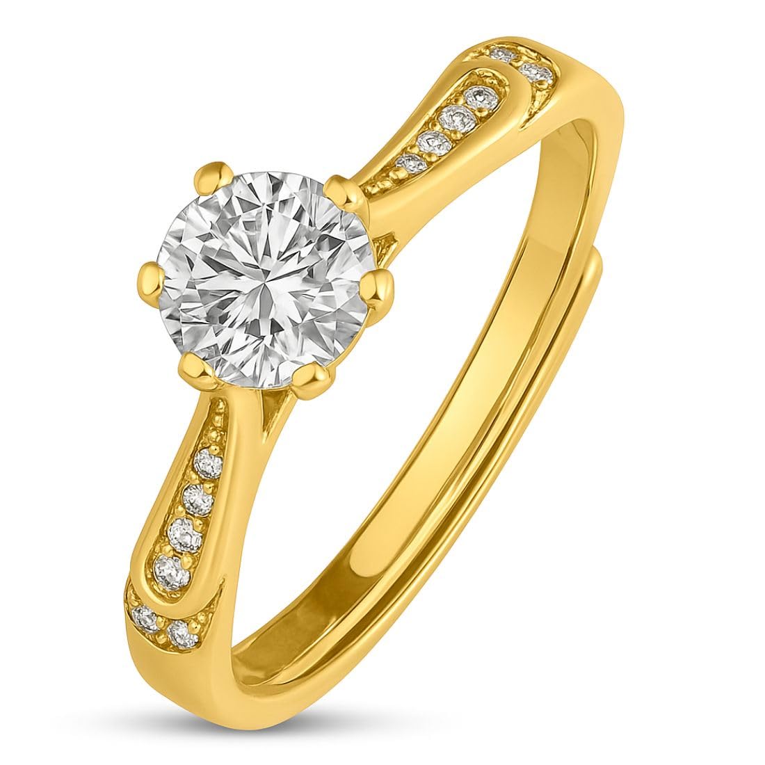 ZAVYA 925 Sterling Silver Solitaire Ring Gold Plated Women