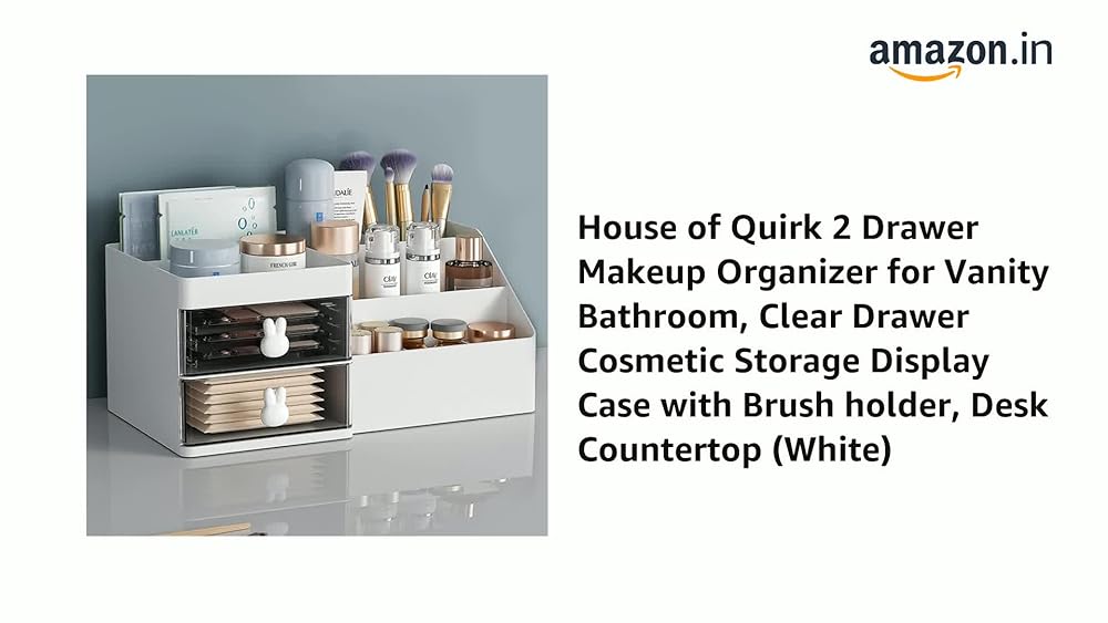 House of Quirk 2 Drawer Makeup Organizer Clear Storage - Image 3