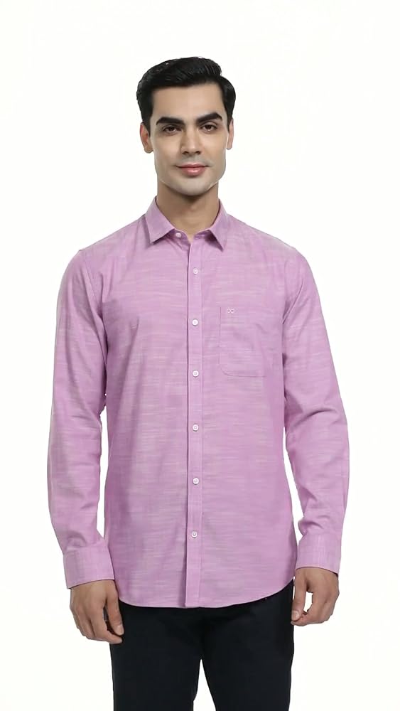 Peter England Slim Fit Cotton Slub Shirt - Image 3