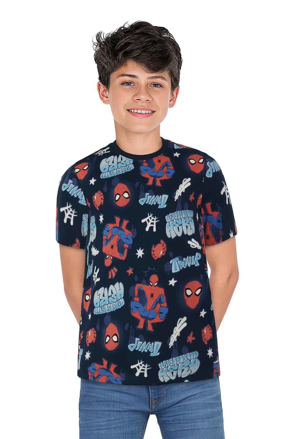 Allen Solly Boys Character All Over Print Crew Neck T-shirt