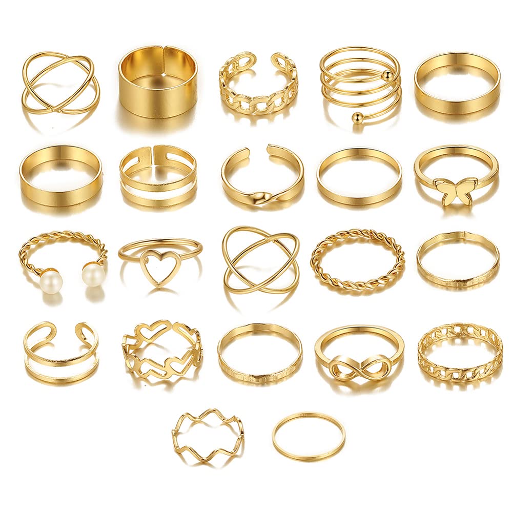 Shining Diva 22pcs Stackable Knuckle Rings Set for Women